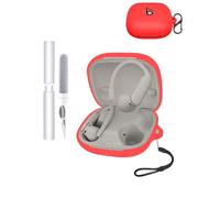 Custodia protettiva in silicone per auricolari Bluetooth wireless Beats Powerbeats Pro 2, resistente ed ecologica, con fori precisi, rosso