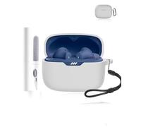 Custodia protettiva in silicone per auricolari JBL Wave Beam 2, resistente ed ecologica, con fori precisi e compatibilità di ricarica, antiurto, confortevole al tatto, colore: bianco