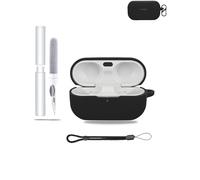 Custodia protettiva in silicone per auricolari Technics EAH-AZ100, custodia di ricarica antiurto, include portachiavi, kit di pulizia e cordino, elegante e protettiva, nero