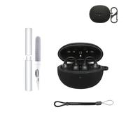 Custodia protettiva in silicone per Baseus Inspire XC1 Earbuds, impermeabile, antiurto, antigraffio, lavabile, con penna di pulizia e clip di sospensione, colore: nero