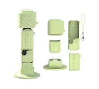 Custodia protettiva in silicone per DJI Pocket 4 con supporto base e cinturino da polso Copriobiettivo Pelle Manica Protezione a tutto tondo Copertura antiurto antigraffio spessa 3 mm (Verde)