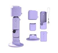 Custodia protettiva in silicone per DJI Pocket 4 con supporto base e cinturino da polso Copriobiettivo Pelle Manica Protezione a tutto tondo Copertura antiurto antigraffio spessa 3 mm (Viola)