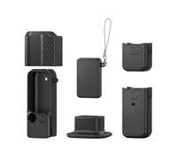 Custodia protettiva in silicone per fotocamera DJI Pocket 4, antipolvere e resistente agli urti, custodia protettiva colorata con supporto di base e cinturino da polso proteggi schermo, Nero , Raffred