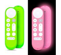 Custodia protettiva in silicone per Google TV Streamer 4K TV GY3LE telecomando Glow in The Dark (verde brillante e rosa) - 【 Confezione da 2 pezzi)