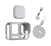 Custodia protettiva in silicone per Insta360 AcePro2, copriobiettivo, protezione per il corpo, cinghia da collo, cinturino a prova di smarrimento (set 4 in 1), Grigio chiaro, Impermeabile