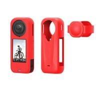 Custodia protettiva in silicone per Insta360 X4 Air con copriobiettivo, custodia protettiva in morbido silicone e protezione per obiettivo per accessori per fotocamera Insta 360 X4 Air (rosso)