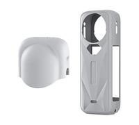 Custodia protettiva in silicone per Insta360 X5, custodia protettiva antipolvere morbida per accessori per fotocamera sportiva Insta 360 X5 (copriobiettivo grigio + copertura protettiva grigia)