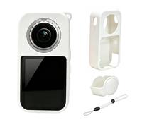 Custodia protettiva in silicone per Insta360 X6, custodia protettiva in silicone morbido con copriobiettivo, antipolvere, antiurto, custodia per accessori Insta 360 X6 con cinturino da polso, bianco