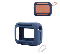 Custodia protettiva in silicone per JBL Go 5, morbida, antiurto, copertura protettiva integrale a 360°, senza cuciture, ultra sottile, facile da pulire, con ritagli di precisione e moschettone (blu)