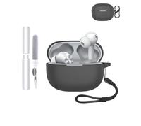 Custodia protettiva in silicone per Realme Buds T200 Lite, resistente ed ecologica, con fori precisi e compatibilità di ricarica, antiurto, confortevole al tatto, colore nero