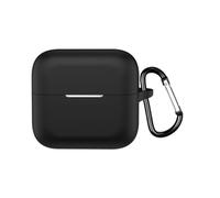 Custodia protettiva in silicone per Soundcore AeroClip 2, custodia morbida per auricolari con moschettone, protezione completa per AeroClip 2, accessori a prova di caduta e polvere, colore nero