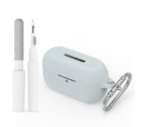 Custodia protettiva in silicone per Technics EAH-AZ100, con moschettone e fibra di pulizia, antigraffio, antiurto, compatibile con ricarica wireless, sottile ed elegante (grigio)