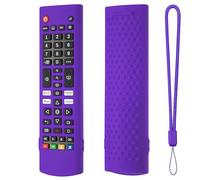 Custodia protettiva in silicone per telecomandi TV LG, custodia protettiva per LG AKB75095307, AKB75375604, AKB74915305, AKB75095302, AKB73715601, cover antiscivolo con cordino (viola scuro)