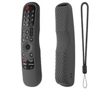 Custodia protettiva in silicone per telecomando TV LG MR21GA, MR21GN, MR21GC, MR22GA, MR22GN, MR22GC, MR23GA, MR23GN, MR23GC, antiscivolo, antiurto, con cordino (grigio scuro)