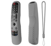 Custodia protettiva in silicone per telecomando TV LG MR21GA, MR21GN, MR21GC, MR22GA, MR22GN, MR22GC, MR23GA, MR23GN, MR23GC, antiscivolo, antiurto, con cordino (grigio)