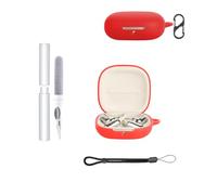 Custodia protettiva in silicone per XIAOMI OpenWear Stereo Pro Earbuds, impermeabile, antiurto, antigraffio, lavabile, con penna di pulizia e clip di sospensione, colore: rosso