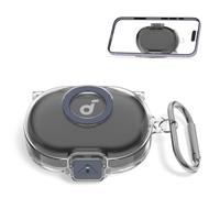 Custodia protettiva in TPU compatibile con cuffie Anker Soundcore Space A40, antigraffio e antiurto con moschettone in metallo, LED frontale visibile, protezione completa a 360° (trasparente)
