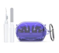 Custodia protettiva in TPU per cuffie JBL Soundgear Clips, con penna di pulizia e moschettone, per sport e uso quotidiano (viola chiaro/trasparente)
