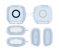 Custodia Protettiva in TPU per Soundcore Liberty 5 Pro Auricolari Custodia Morbida Trasparente Antiurto Antigoccia per Tutto il Corpo con Gancio in Metallo，Blu Trasparente