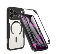 Custodia protettiva magnetica a corpo intero per iPhone 17 da 6,2 pollici, con schermo in vetro integrato e copertura per fotocamera, a prova di caduta, antiurto, compatibile con ricarica wireless