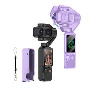 Custodia protettiva magnetica per DJI Osmo Pocket 4P, copertura protettiva per schermo cardanico, custodia rigida antigraffio per obiettivo della fotocamera con cinturino da polso, Viola, Custodia