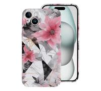 Custodia protettiva moderna astratta marmo e fiori divertente custodia protettiva leggera compatibile con iPhone 15/15 Plus/15 Pro/15 Pro Max protezione divertente