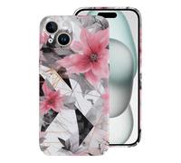 Custodia protettiva moderna astratta marmo e fiori divertente custodia protettiva leggera compatibile con iPhone 15/15 Plus/15 Pro/15 Pro Max protezione divertente
