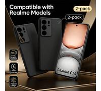Custodia protettiva nera, adatta per la serie Realme, anti-sudore e anti-impronta digitale, tocco morbido e confortevole, anti-scivolo e anti-sudore, resistente all'usura e anti-graffio, protezione an
