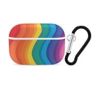 Custodia protettiva per Airpod Pro con clip di blocco di sicurezza, rigida, astratta, a strisce arcobaleno, compatibile con Airpod Pro di 2a/1a generazione, custodia per donne e uomini, LED frontale