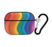 Custodia protettiva per Airpod Pro con clip di blocco di sicurezza, rigida, astratta, a strisce arcobaleno, compatibile con Airpod Pro di 2a/1a generazione, custodia per donne e uomini, LED frontale