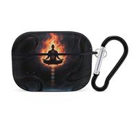Custodia protettiva per Airpod Pro con clip di blocco di sicurezza, rigida, con luce nera, sette chakra, yoga, meditazione, compatibile con Airpod Pro di 2a/1a generazione, custodia per donne e uomini