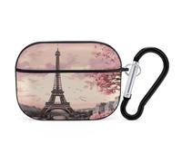 Custodia protettiva per Airpod Pro con clip di blocco di sicurezza, rigida, romantica Torre di Parigi, compatibile con Airpod Pro di 2a/1a generazione, custodia per donne e uomini, LED frontale