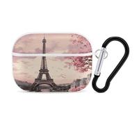 Custodia protettiva per Airpod Pro con clip di blocco di sicurezza, rigida, romantica Torre di Parigi, compatibile con Airpod Pro di 2a/1a generazione, custodia per donne e uomini, LED frontale