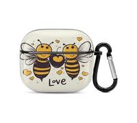 Custodia protettiva per AirPods di terza generazione, Bee Love Honeysprinted PC rigida resistente agli urti per Apple AirPods 3 con portachiavi supporto ricarica wireless