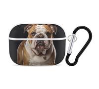 Custodia protettiva per AirPods Pro con bulldog inglese, con anello portachiavi, custodia protettiva rigida per AirPods Pro di seconda generazione, per donne e uomini, facile da aprire, protezione
