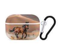 Custodia protettiva per AirPods Pro con cavalli che corrono nel deserto tempesta con anello portachiavi, custodia protettiva rigida in PC per AirPods Pro di seconda generazione, facile da aprire