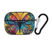 Custodia protettiva per AirPods Pro con farfalla Tie Dye con anello portachiavi, custodia protettiva rigida in policarbonato per AirPods Pro di seconda generazione, per donne e uomini, facile da