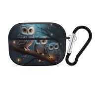 Custodia protettiva per AirPods Pro con gufo sull'albero, con anello portachiavi, custodia protettiva rigida per AirPods Pro di seconda generazione, per donne e uomini, facile da aprire, protezione