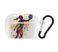 Custodia protettiva per AirPods Pro con motivo ragazza di pallacanestro, con anello portachiavi, custodia protettiva rigida per AirPods Pro di seconda generazione, facile da aprire, protezione