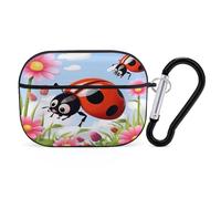 Custodia protettiva per AirPods Pro di seconda generazione, con stampa di coccinelle in stile cartone animato, cover rigida antiurto per Apple AirPods Pro 2, con portachiavi, supporto per ricarica