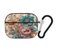 Custodia protettiva per AirPods Pro di seconda generazione, cover rigida antiurto in policarbonato con motivo floreale disegnato a mano vintage per Apple AirPods Pro 2, con portachiavi, supporto per