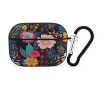 Custodia protettiva per AirPods Pro di seconda generazione, cover rigida antiurto in policarbonato colorato con stampa floreale bohémien per Apple AirPods Pro 2, con portachiavi, supporto per ricarica