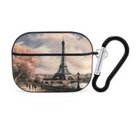 Custodia protettiva per AirPods Pro di seconda generazione, in stile vintage con Torre Eiffel Parisprint, custodia rigida antiurto per Apple AirPods Pro 2, con portachiavi, supporto per ricarica