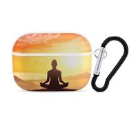 Custodia protettiva per AirPods Pro per yoga e meditazione, con anello portachiavi, custodia protettiva rigida per AirPods Pro di seconda generazione, per donne e uomini, facile da aprire, protezione