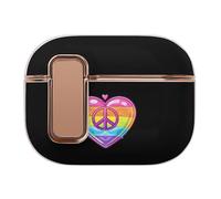 Custodia protettiva per auricolari Airpods Pro 2, motivo bandiera gay orgogliosa, motivo arcobaleno con simbolo della pace e cuore