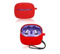 Custodia protettiva per auricolari Bluetooth JBL Tune Beam 2, custodia in silicone morbido per JBL Tune Beam2 con cordino, delicata sulla pelle e resistente, colore: rosso