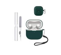 Custodia protettiva per auricolari Huawei FreeClip 2, resistente agli urti, impermeabile, morbida e sottile cover in silicone con cordino, portachiavi e kit di pulizia, verde