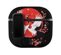 Custodia protettiva per auricolari in PC con gru con corona rossa giapponese, compatibile con AirPods 4
