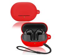 Custodia protettiva per auricolari SoundPEATS Air5 Pro, in morbido silicone con cordino, delicata sulla pelle e resistente, colore: rosso