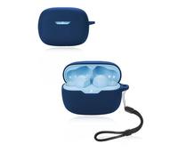 Custodia protettiva per auricolari wireless JBL Wave Beam 2, custodia in silicone morbido con cordino, delicata sulla pelle e resistente, blu